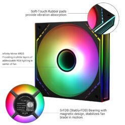 Thermalright TL-M12-S 120mm ARGB PC Case Fan with 1500RPM Quiet 4pin PWM PC Fan, for S-FDB Bearing with Infinite Mirrors on Both Sides - Image 4