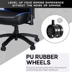Anda Seat Luna Large Gaming Chair Black and Blue for Adults Ergonomic Reclining Video Game Chairs, PVC Leather Heavy Duty Neck & Back Lumbar Support - Image 4