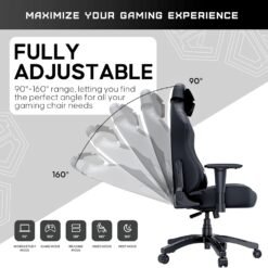 Anda Seat Luna Large Gaming Chair Black for Adults Ergonomic Reclining Video Game Chairs, PVC Leather Heavy Duty Neck & Back Lumbar Support - Image 5