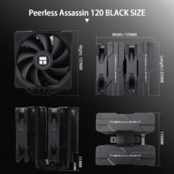 Alternative view of Thermalright Peerless Assassin 120 Black CPU Air Cooler with 6 Heat Pipes and PWM Fan AGHP Technology Support AMD AM4/AM5/Intel LGA 1700/115X/1851/1200/2066/2011
