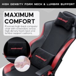 Anda Seat Luna Large Gaming Chair Black and Red for Adults Ergonomic Reclining Video Game Chairs, PVC Leather Heavy Duty Neck & Back Lumbar Support 9 Anda Seat Luna Large Gaming Chair Black and Red for Adults Ergonomic Reclining Video Game Chairs, PVC Leather Heavy Duty Neck & Back Lumbar Support - Image 3