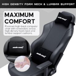 Anda Seat Luna Large Gaming Chair Black for Adults Ergonomic Reclining Video Game Chairs, PVC Leather Heavy Duty Neck & Back Lumbar Support - Image 3