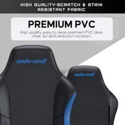 Anda Seat Luna Large Gaming Chair Black and Blue for Adults Ergonomic Reclining Video Game Chairs, PVC Leather Heavy Duty Neck & Back Lumbar Support - Image 6