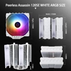 Alternative view of Thermalright Peerless Assassin 120 SE White ARGB CPU Air Cooler with 6 Heat Pipes and Dual TL-C12C-S PWM Fan, Aluminum Heatsink Cover, AGHP Technology Support AMD AM4/AM5/Intel, LGA1700/115X/1155/1200/1851