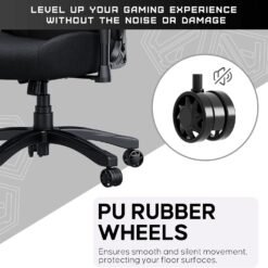 Anda Seat Luna Large Gaming Chair Black Fabric for Adults Ergonomic Reclining Video Game Chairs, PVC Leather Heavy Duty Neck & Back Lumbar Support - Image 4