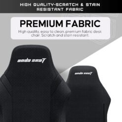 Anda Seat Luna Large Gaming Chair Black Fabric for Adults Ergonomic Reclining Video Game Chairs, PVC Leather Heavy Duty Neck & Back Lumbar Support - Image 6