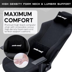 Anda Seat Luna Large Gaming Chair Black Fabric for Adults Ergonomic Reclining Video Game Chairs, PVC Leather Heavy Duty Neck & Back Lumbar Support - Image 3