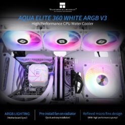 Thermalright Aqua Elite 360 White V3 Liquid CPU ARGB Cooler 360 Cooling Row with 3 x 120mm PWM Fans, S-FDB Bearings for AM4/AM5, Intel LGA1150/1151/1155/1156/1200/2011/1700/1851 AIO CPU Cooler 10 Thermalright Aqua Elite 360 White V3