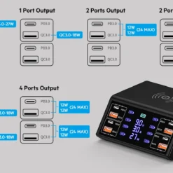 8 Ports 100W Multi-Device Charging Station with Wireless Charging 4 USB QC 3.0 and 4 Type-C PD Ports Hub Charger 14 8 Ports 100W Multi-Device Charging Station with Wireless Charging 4 USB QC 3.0 and 4 Type-C PD Ports Hub Charger - Image 7
