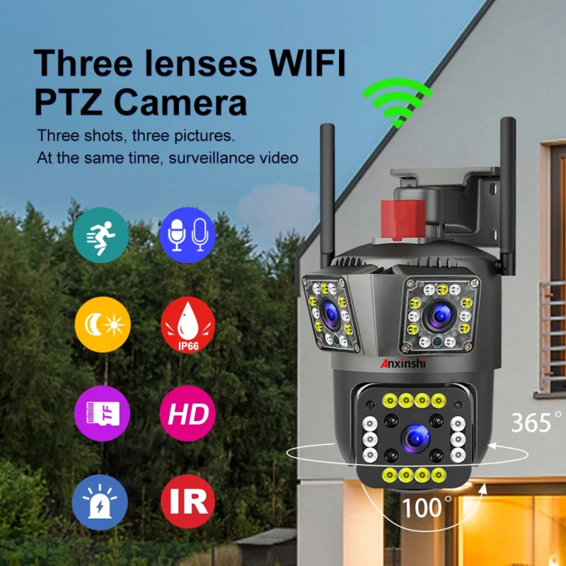 SPEED-X SPZ-803 3 Lens WIFI IP Camera outdoor 6MP Color Night Vision with V380 PRO APP 6 Sec660f724ebe4265bbb72f680e1004d1g