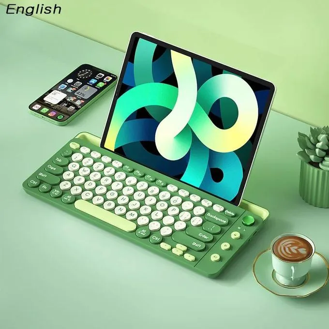 Jedel WKB100 Bluetooth Wireless Keyboard for Tablets and PC 90 Keys Rechargeable Wireless Keyboard 2.4Ghz Wireless + Bluetooth with Tablet Holder 2 Jedel WKB100 Bluetooth Wireless Keyboard for Tablets and PC 90 Keys Rechargeable Wireless Keyboard 2.4Ghz Wireless + Bluetooth with Tablet Holder - Image 2