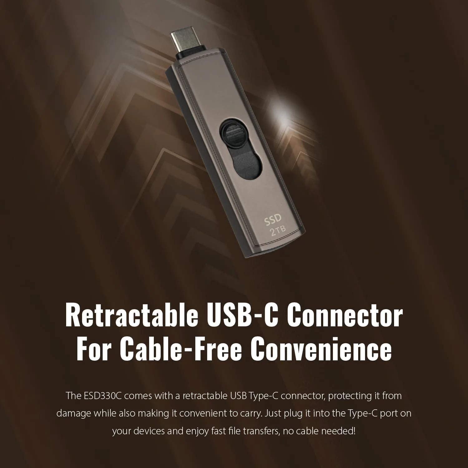 Transcend ESD330C 2TB Type-C External SSD USB 3.2 Gen2 Up to 1,050MB/s Retractable Connector Metal Case - Image 5