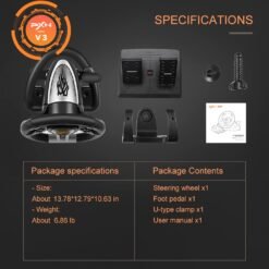 PXN V3 PRO Gaming Racing Wheel 180 Degree Universal USB with Pedals for Xbox One, Xbox Series S/X, PS3, PS4, Switch 10 PXN V3 PRO Gaming Racing Wheel 180 Degree Universal USB with Pedals for Xbox One, Xbox Series S/X, PS3, PS4, Switch - Image 5