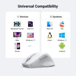 UGREEN 15805 Wireless Ergonomic Mouse Bluetooth 5.0 and 2.4G Mouse for Laptop 1000/1600/2000/4000 DPI, 5 Buttons Silent Mice for MacBook, PC, Desktop, Chromebook 14 UGREEN 15805 Wireless Ergonomic Mouse Bluetooth 5.0 and 2.4G Mouse for Laptop 1000/1600/2000/4000 DPI, 5 Buttons Silent Mice for MacBook, PC, Desktop, Chromebook - Image 7