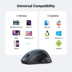 UGREEN 15807 Wireless Ergonomic Mouse Bluetooth 5.0 and 2.4G Mouse for Laptop 1000/1600/2000/4000 DPI, 5 Buttons Silent Mice for MacBook, PC, Desktop, Chromebook 11 UGREEN 15807 Wireless Ergonomic Mouse Bluetooth 5.0 and 2.4G Mouse for Laptop 1000/1600/2000/4000 DPI, 5 Buttons Silent Mice for MacBook, PC, Desktop, Chromebook - Image 4
