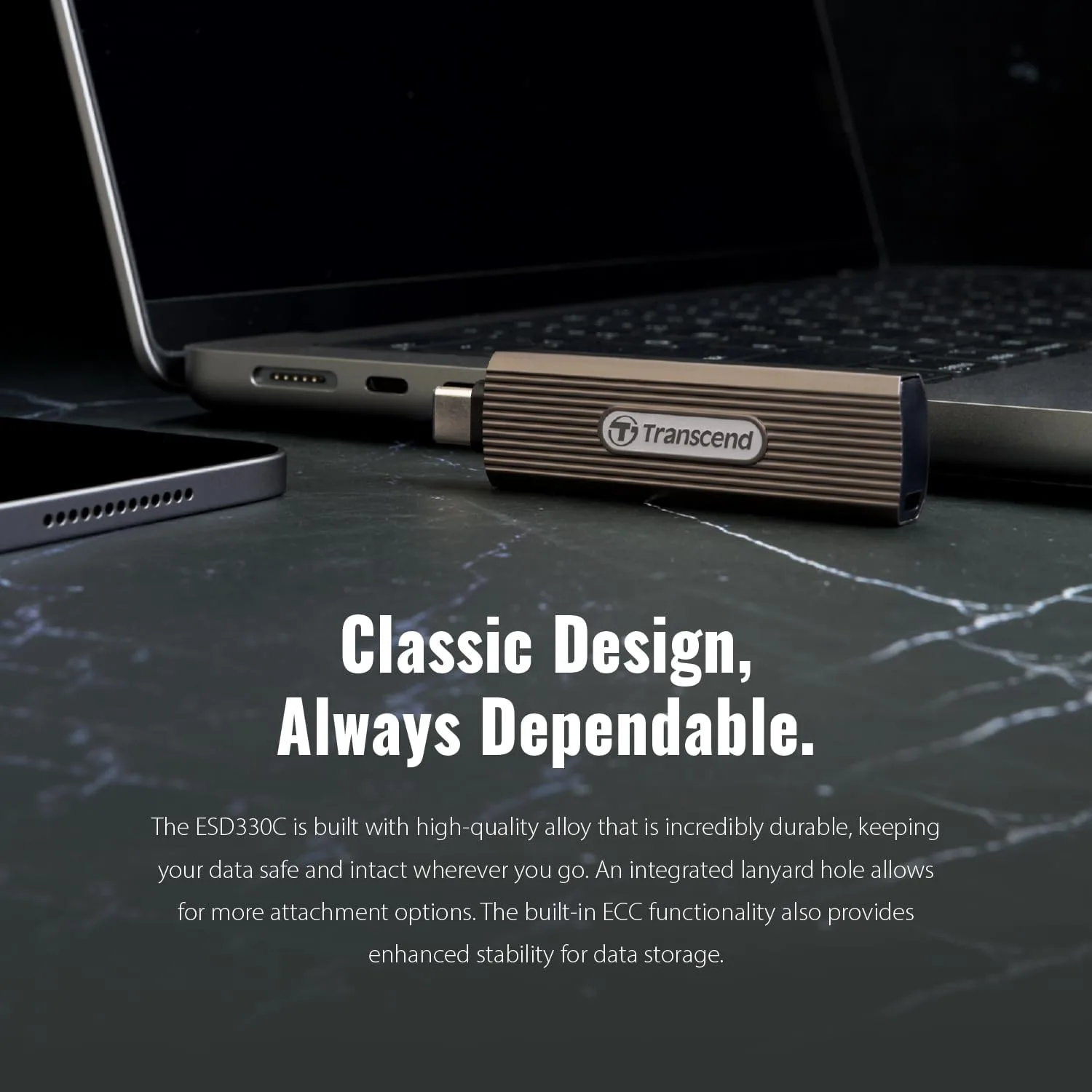 Transcend ESD330C 2TB Type-C External SSD USB 3.2 Gen2 Up to 1,050MB/s Retractable Connector Metal Case - Image 6