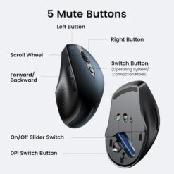 UGREEN 15807 Wireless Ergonomic Mouse Bluetooth 5.0 and 2.4G Mouse for Laptop 1000/1600/2000/4000 DPI, 5 Buttons Silent Mice for MacBook, PC, Desktop, Chromebook 10 UGREEN 15807 Wireless Ergonomic Mouse Bluetooth 5.0 and 2.4G Mouse for Laptop 1000/1600/2000/4000 DPI, 5 Buttons Silent Mice for MacBook, PC, Desktop, Chromebook - Image 3
