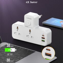 LDNIO SC2311 3 Charging Ports and 2500W 2 AC Outlets with Night Light Portable Extension Power Socket - Image 3