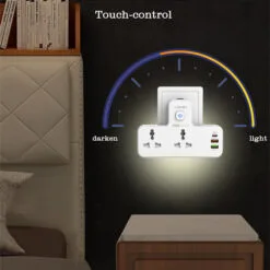 Alternative view of LDNIO SC2311 3 Charging Ports and 2500W 2 AC Outlets with Night Light Portable Extension Power Socket