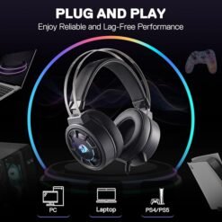 Redragon H314 GRENDEL RGB USB Wired Gaming Headset with 40mm Drivers and Lightweight Design, and Soft PU Leather Ear Cushions for Ultimate Comfort - Image 3
