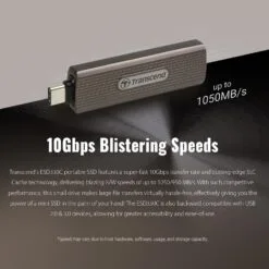 Transcend ESD330C 2TB Type-C External SSD USB 3.2 Gen2 Up to 1,050MB/s Retractable Connector Metal Case - Image 7