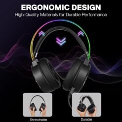 Redragon H314 GRENDEL RGB USB Wired Gaming Headset with 40mm Drivers and Lightweight Design, and Soft PU Leather Ear Cushions for Ultimate Comfort - Image 6