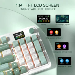 Redragon K719 GALATIN PRO Wireless Gasket Gaming Keyboard with Hype Screen & Knob, 95 Keys Easy-Controllable 1.14’’ TFT Info Display Custom Linear Switch - Image 6