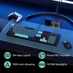 Redragon K582 SE SURARA Wired RGB Gaming Keyboard with 104 Keys Mechanical Keyboard w/Mixed Color Round PBT Keycaps Linear Red Switch 12 Redragon K582 SE SURARA Wired RGB Gaming Keyboard with 104 Keys Mechanical Keyboard w/Mixed Color Round PBT Keycaps Linear Red Switch - Image 6