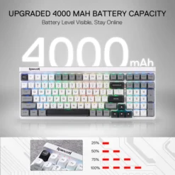 Redragon K656 PRO GAREN PRO 3-Mode Wireless RGB Gaming Keyboard with 100 Keys Mechanical Keyboard Hot-Swappable PBT Round Keycaps & Custom Linear Switch, MoonDust Gray - Image 3
