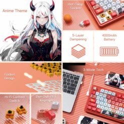 Redragon UCAL K673 PRO Anime 75% Wireless Gasket RGB Gaming Keyboard 81 Keys 3-Mode Connectivity Hot-Swap Socket, Dedicated Knob Control & Custom Hi-Fi Linear Switch - Image 6