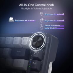 Redragon UCAL K673 PRO 75% Wireless Gasket RGB Gaming Keyboard with Knob Control and 3-Modes 81 Keys Hot-Swap Socket Linear Red Switch - Image 7