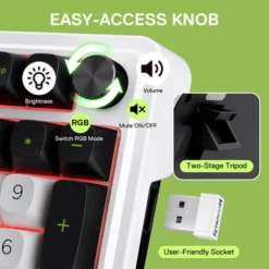 Alternative view of Redragon K686 EISA MAX 98 Keys Wireless Gasket RGB Gaming Keyboard 3-Mode Hot-Swap Socket, Dedicated Knob Control & Custom Linear Switch