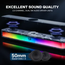 Redragon GS515 NEO RGB Bluetooth Wired Desktop Soundbar 2.0 Channel Stereo Computer Speakers with Bluetooth 5.3, USB-C/USB Powered 11 Redragon GS515 NEO RGB Bluetooth Wired Desktop Soundbar 2.0 Channel Stereo Computer Speakers with Bluetooth 5.3, USB-C/USB Powered - Image 5