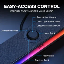 Alternative view of Redragon GS515 NEO RGB Bluetooth Wired Desktop Soundbar 2.0 Channel Stereo Computer Speakers with Bluetooth 5.3, USB-C/USB Powered
