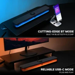 Redragon GS515 NEO RGB Bluetooth Wired Desktop Soundbar 2.0 Channel Stereo Computer Speakers with Bluetooth 5.3, USB-C/USB Powered 10 Redragon GS515 NEO RGB Bluetooth Wired Desktop Soundbar 2.0 Channel Stereo Computer Speakers with Bluetooth 5.3, USB-C/USB Powered - Image 4