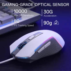 Redragon S151W Membrane Wired Gaming Keyboard & Mouse Combo K525 Wired RGB Membrane Keyboard and 10000 DPI Wired M616 Gaming Mouse Bundle - Image 5