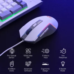 Redragon S151W Membrane Wired Gaming Keyboard & Mouse Combo K525 Wired RGB Membrane Keyboard and 10000 DPI Wired M616 Gaming Mouse Bundle - Image 6