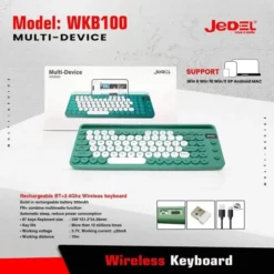 Jedel WKB100 Bluetooth Wireless Keyboard for Tablets and PC 90 Keys Rechargeable Wireless Keyboard 2.4Ghz Wireless + Bluetooth with Tablet Holder 7 Jedel WKB100