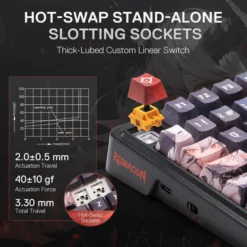 Redragon ARTEMIS K719 PRO Anime Wireless Gasket Gaming Keyboard with Hype Screen & Knob, 95 Keys Mechanical Keyboard with Custom Linear Switch - Image 5