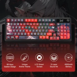 Redragon ARTEMIS K719 PRO Anime Wireless Gasket Gaming Keyboard with Hype Screen & Knob, 95 Keys Mechanical Keyboard with Custom Linear Switch - Image 6