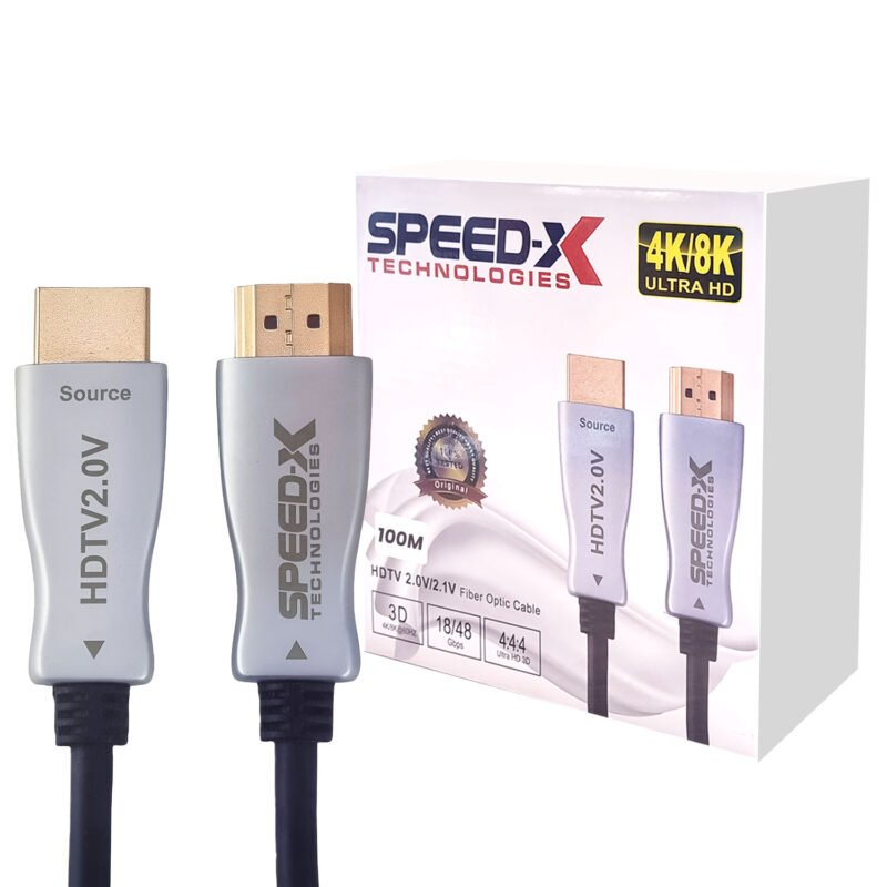 Speed-X HDMI Fiber Cable 8K HDMI 2.1 AOC (Active Optical Cable) 30awg Copper Support 4K 8K UHD 18 Speed-X HDMI Fiber Cable