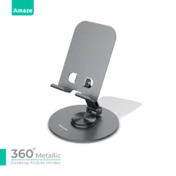 AMAZE A560 360 Degree Metallic Desktop Mobile Holder Rotatable Grey 5 AMAZE A560