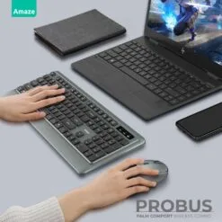 Alternative view of Amaze A745 Probus Comfort Silent Wireless Keyboard & Mouse Combo with Palm Rest Ergonomic Design for Home and Office