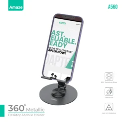 Alternative view of AMAZE A560 360 Degree Metallic Desktop Mobile Holder Rotatable Grey