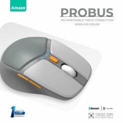Amaze A725 Probus Tri-Mode Wireless Rechargeable Mouse 2 Bluetooth Devices and one 2.4G Silent Clicks with 6 buttons Adjustable DPI for Home and Office 7 Amaze A725