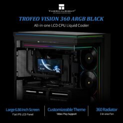 Alternative view of Thermalright TROFEO Vision 360 ARGB Black CPU Liqud Cooler with 6.86-inch Magnetic IPS LCD Screen with 2400x1080 Resolution  for AM4/AM5,Intel lga1700/1851