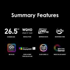 MSI MAG 273QP 27 inch 240Hz 2K QD-OLED X24 Gaming Monitor 0.03ms 2560 x 1440 (QHD) Adaptive-Synch, HDMI, DisplayPort - Image 3