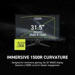 MSI MAG 321CQF E18 32 inch 2K 180Hz Gaming Monitor 0.5ms VA Panel 2560 x 1440 (QHD) Adaptive-Synch, HDR Ready - Image 3