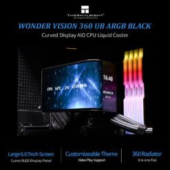 Alternative view of Thermalright Wonder Vision 360 UB ARGB Black CPU AIO Cooler 2K 60HZ Curved Screen 3D with 2400x1080 Resolution for AM4/AM5,Intel LGA1851/1700,6.67