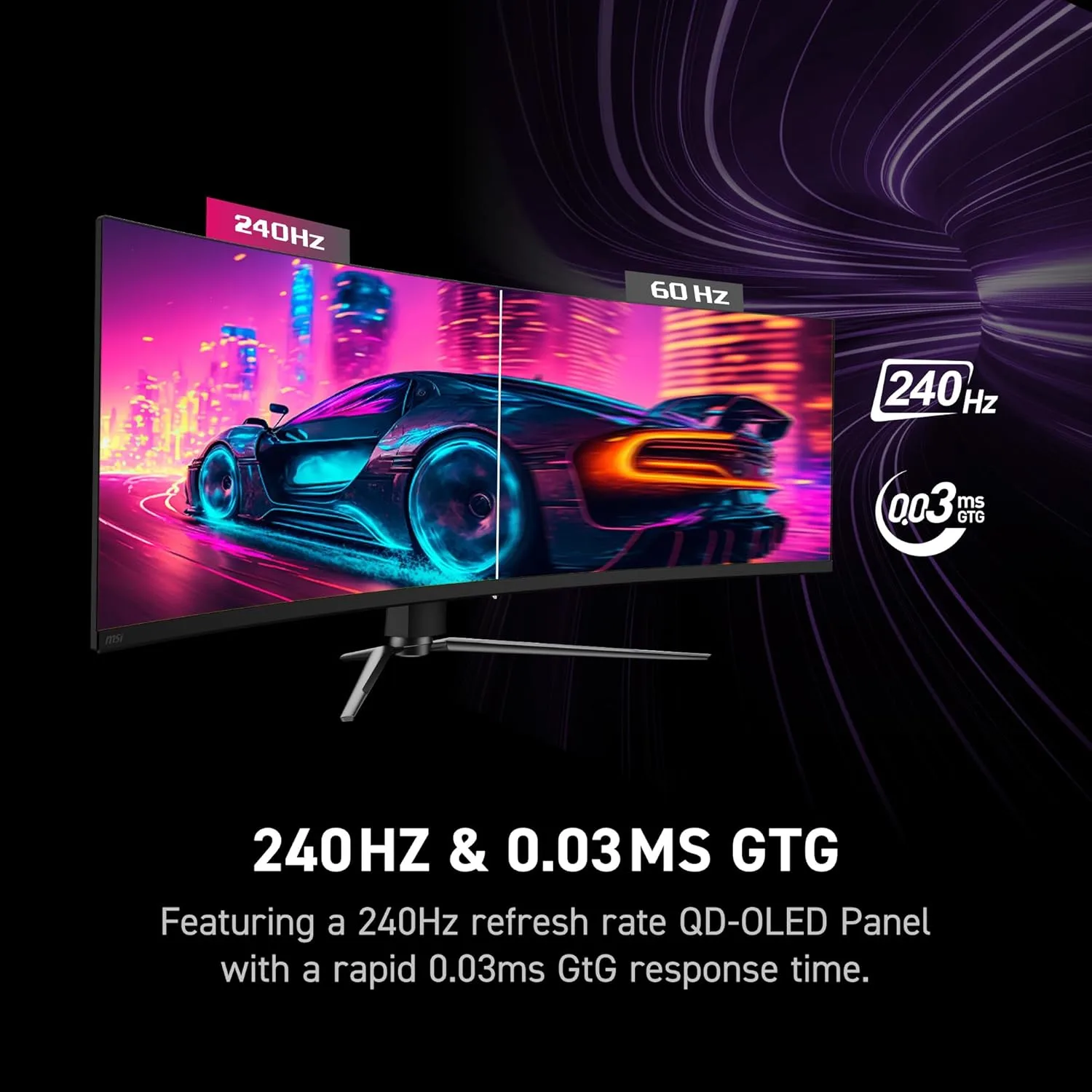 MSI MPG 491CQPX QD-OLED 49-inch OLED Gaming Monitor 5120 x 1440 (DQHD) 240Hz 0.03ms Adaptive-Synch VESA Mountable - Image 3